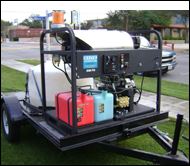 machine with blue and red containers